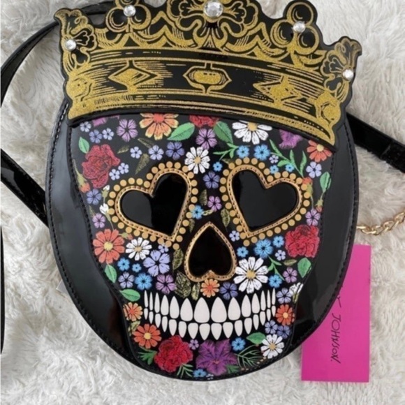 BETSEY JOHNSON HALLOWEEN SUGAR SKULL QUEEN KITSCH CROSSBODY BAG/PURSE - Picture 4 of 11